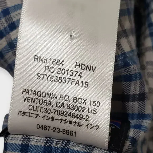 Patagonia‎ Mens Organic Cotton Knit Button Up Shirt Sz Med Blue Check Plaid - Picture 8 of 12